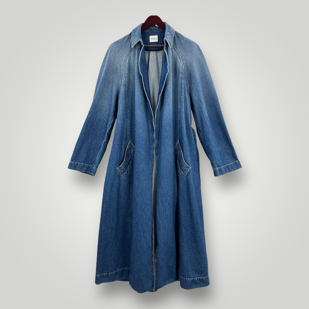 KHAITE Roth Trench Coat Small Blue Denim Belted Made Italy Prototype - Picture 10 of 14